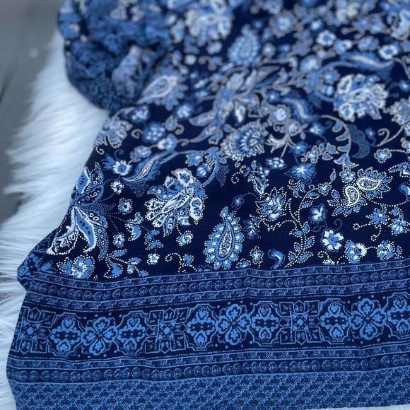 Susan Graver Womens Floral Woven Tie Neck Peasant Tunic Top - Size Med. petite - Picture 9 of 12